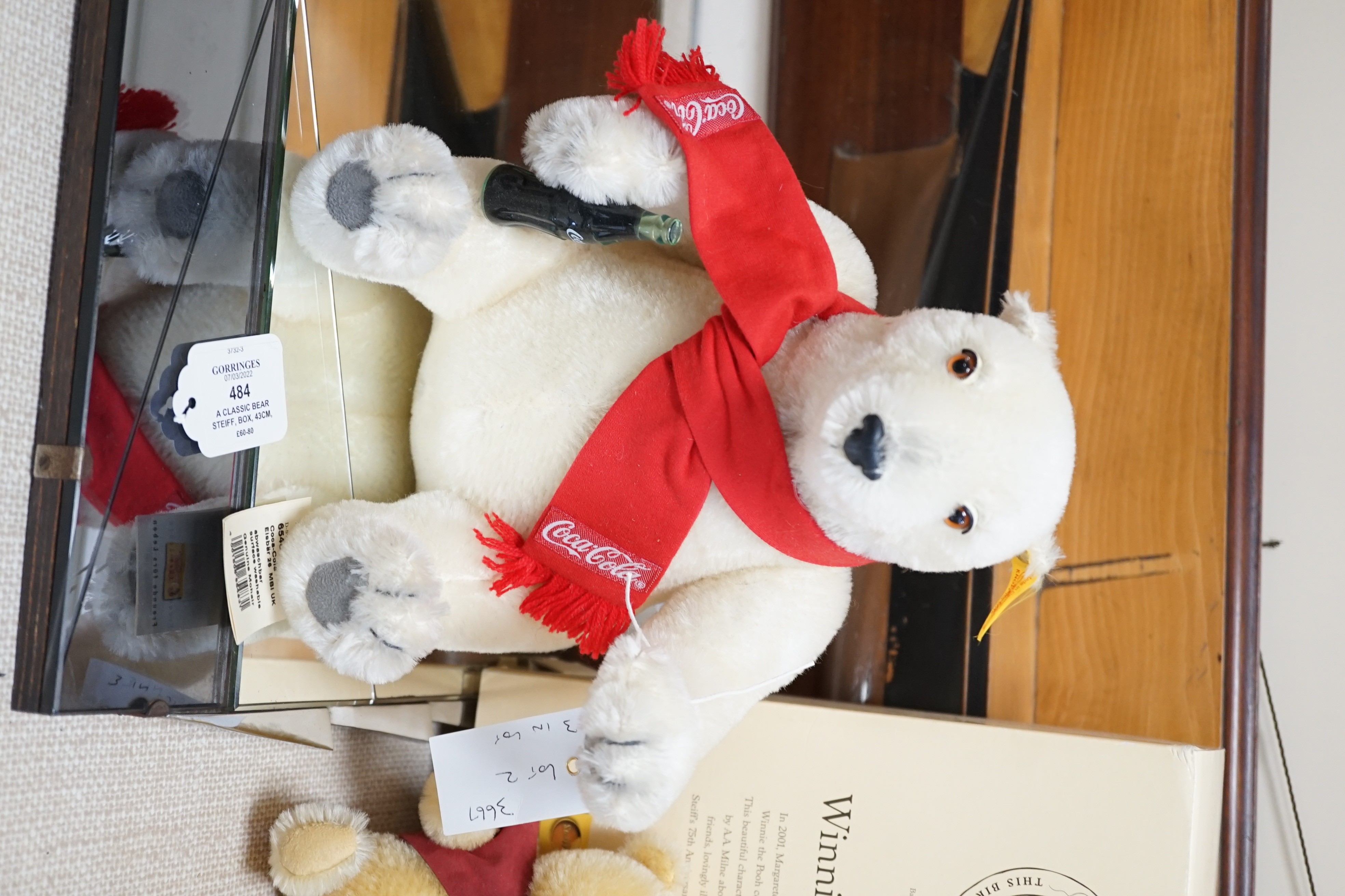 A selection of teddy bears, to include a boxed Steiff bear